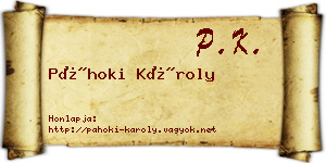 Páhoki Károly névjegykártya