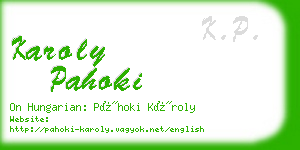 karoly pahoki business card